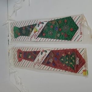2) New Wang’s International Merry Christmas 100% Silk Neck Ties new old stock